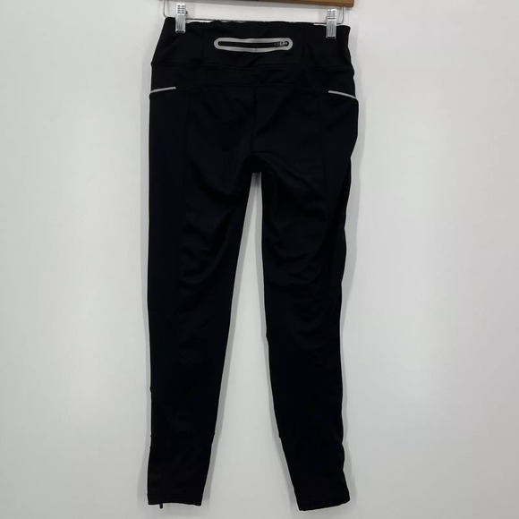 Athleta Leggings Women's Size S Black Elastic Waist Logo Skinny Ankle Zip - Picture 7 of 10